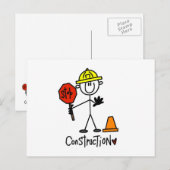 Bauarbeiter-Strichmännchen Postkarte (Vorne/Hinten)