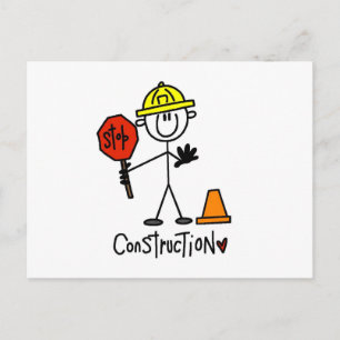 Bauarbeiter-Strichmännchen Postkarte