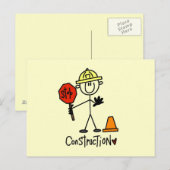 Bauarbeiter-Strichmännchen Postkarte (Vorne/Hinten)