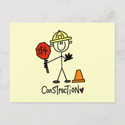 Bauarbeiter-Strichmännchen Postkarte (Vorderseite)
