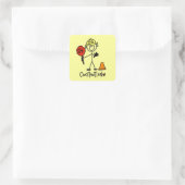 Bauarbeiter-Strichmännchen Quadratischer Aufkleber (Tasche)