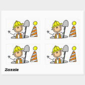 Bauarbeiter-Strichmännchen Rechteckiger Aufkleber (Blatt)