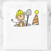 Bauarbeiter-Strichmännchen Rechteckiger Aufkleber (Tasche)