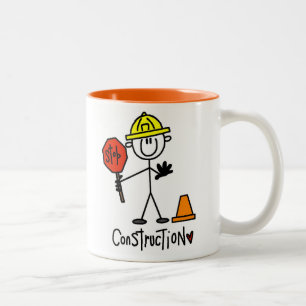 Bauarbeiter-Strichmännchen Zweifarbige Tasse
