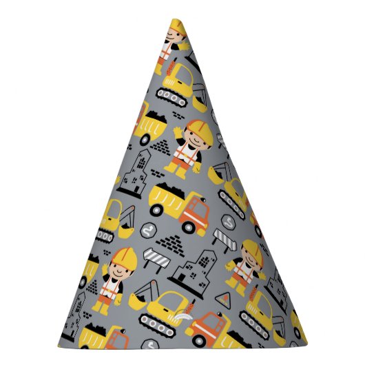 Bauarbeiter Tipper Truck Digger Muster Partyhütchen (Rechts)