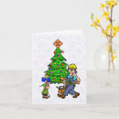 Bauarbeiter und Elf-Weihnachtskarte Karte (Gelbe Blume)