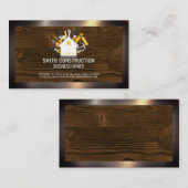 Bauarbeiter | Zuhause Repair Logo | Metallisch Visitenkarte (Vorne/Hinten)