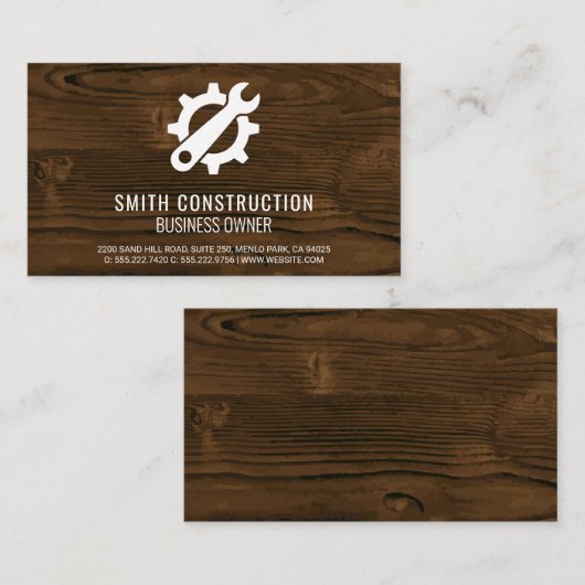 Bauarbeiter | Zuhause-Reparatur | Gears Wrench Visitenkarte (Vorne/Hinten)