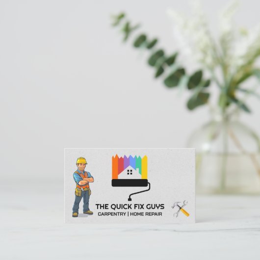 Bauarbeiter | Zuhause Reparaturwerkzeuge Visitenkarte (Stehend Vorderseite)