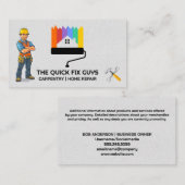 Bauarbeiter | Zuhause Reparaturwerkzeuge Visitenkarte (Vorne/Hinten)