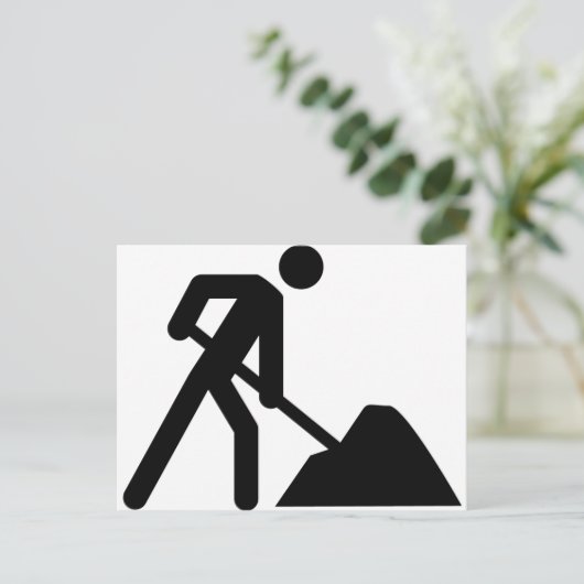 Bauarbeiterzeichen Postkarte (Stehend Vorderseite)