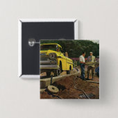 Bauauftragnehmer für Vintage Unternehmensarchitekt Button (Vorne & Hinten)