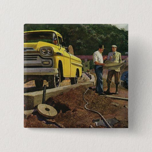 Bauauftragnehmer für Vintage Unternehmensarchitekt Button (Vorderseite)