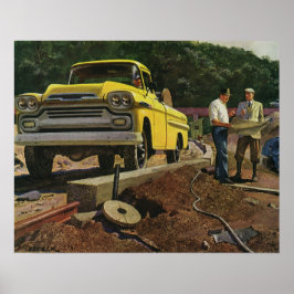 Bauauftragnehmer für Vintage Unternehmensarchitekt Poster