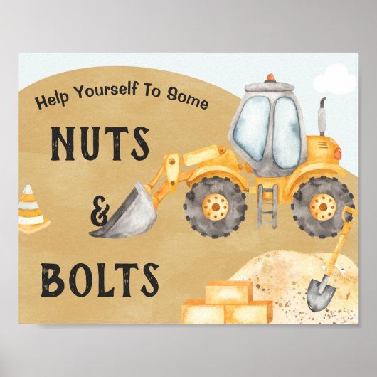 Bauausgrabungszeichen 1. Geburtstag Party Zeichen Poster (Vorne)