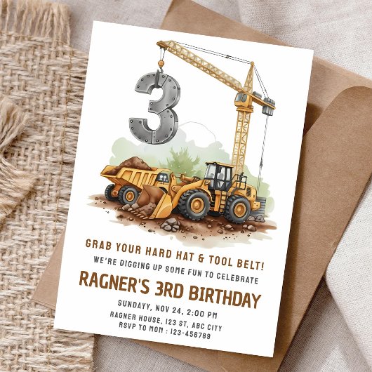 Baubagger 3. Geburtstag Einladung