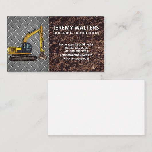 Baubagger | Bodenmetallindustrie Visitenkarte (Vorne/Hinten)