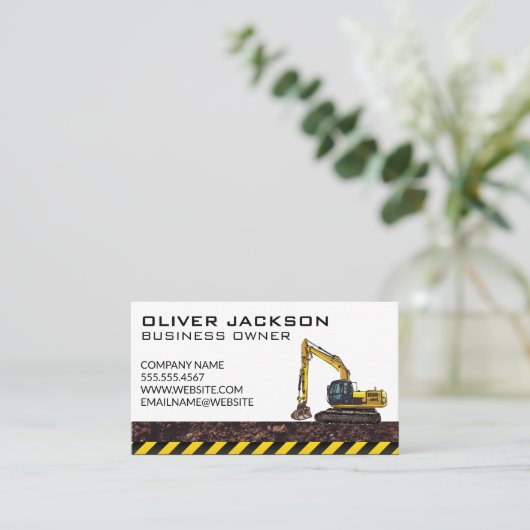 Baubagger | Dirt Caution Visitenkarte (Stehend Vorderseite)