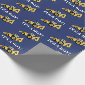 Baubagger 'Es ist ein Junge' Geschenkpapier (Ecke)