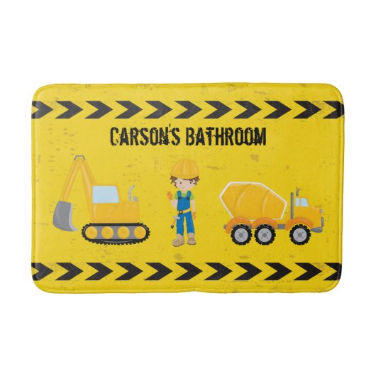 Baubagger, maßgeschneidert, gelb badematte (Vorderseite)