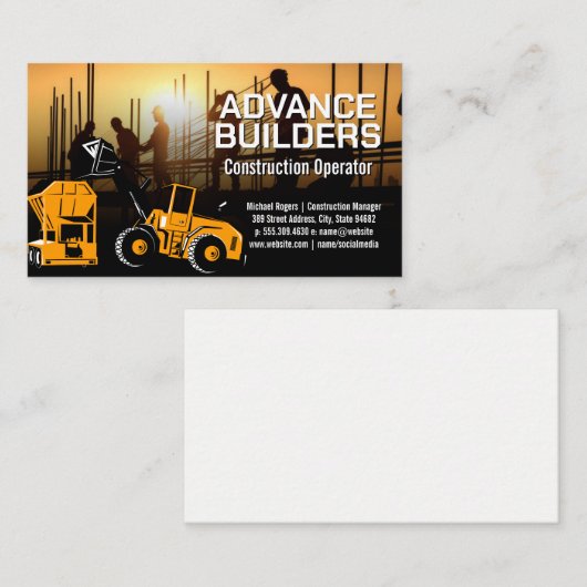 Baubagger | Mitarbeiter vor Ort Visitenkarte (Vorne/Hinten)