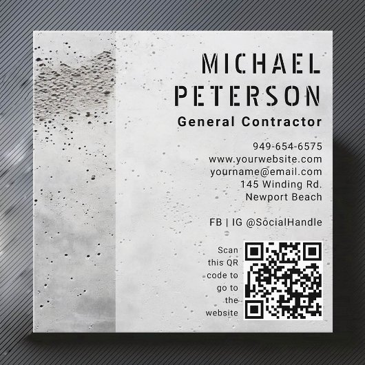 Baubauer Entwicklung Betonmischung modern Quadratische Visitenkarte