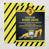 Baubaumeister Digger Truck Geburtstagspartei Einladung (Vorne/Hinten)