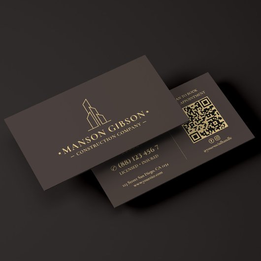 Baubetreiber Minimal Espresso QR Code Visitenkarte