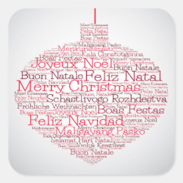 Bauble aus "Frohe Weihnachten"-Wörtern Quadratischer Aufkleber