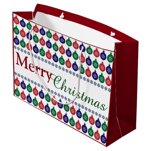 Bauble Pattern farbenfrohe Weihnachten Große Geschenktüte (Rückseite Schrägansicht)