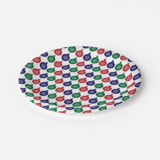 Bauble Pattern farbenfrohe Weihnachten Pappteller (Schrägansicht)