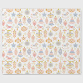 Bauble und Rocking Horse Pink Weihnachtsmuster Geschenkpapier (Flach)