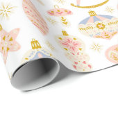 Bauble und Rocking Horse Pink Weihnachtsmuster Geschenkpapier (Rolleneckpunkt)