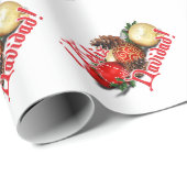 Baubles & Pine Cones - Feliz Navidad Geschenkpapier (Rolleneckpunkt)