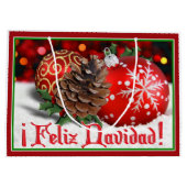 Baubles & Pine Cones - Feliz Navidad Große Geschenktüte (Rückseite)