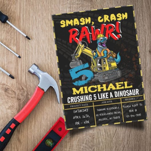 Bauboys Geburtstag T Rex Dinosaurier Party Einladung