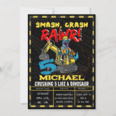 Bauboys Geburtstag T Rex Dinosaurier Party Einladung (Vorderseite)