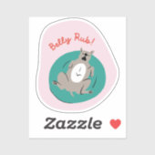 "Bauch rub" lustiger Hund illustriert hellrosa Ret Aufkleber (Blatt)