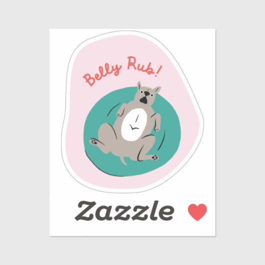 "Bauch rub" lustiger Hund illustriert hellrosa Ret Aufkleber (Blatt)