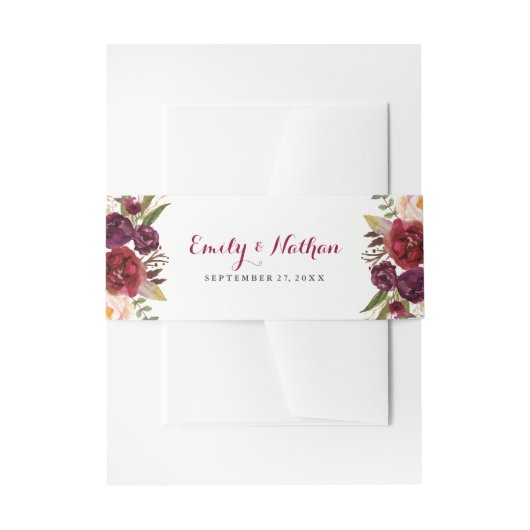 Bauchband Burgund-Hochzeit im Herbst Einladungsbanderole (Vorderseite Beispiel)