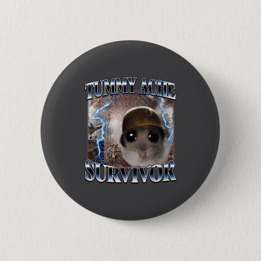 Bauchschmerz-Überlebender Hamster Meme Lustiger Sp Button (Vorderseite)