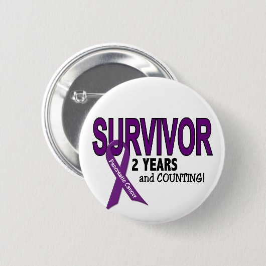 Bauchspeicheldrüsenkrebs 2-jähriger ÜBERLEBENDER Button (Vorne & Hinten)