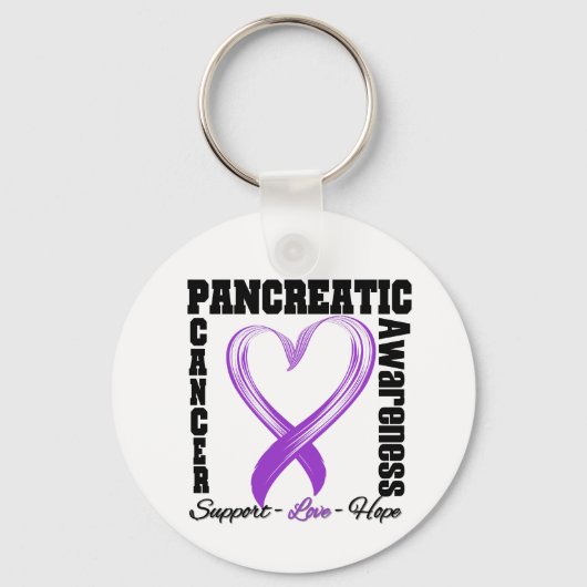Bauchspeicheldrüsenkrebs Bewusstsein Brushed Heart Schlüsselanhänger (Vorderseite)