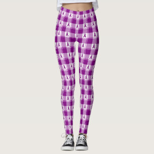 Bauchspeicheldrüsenkrebs-Bewusstsein Kariert Lila Leggings