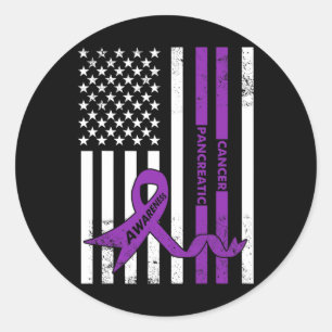 Bauchspeicheldrüsenkrebs-Bewusstsein USA-Flagge Runder Aufkleber