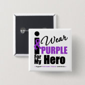 Bauchspeicheldrüsenkrebs I trage Lila Bronchialkre Button (Vorne & Hinten)