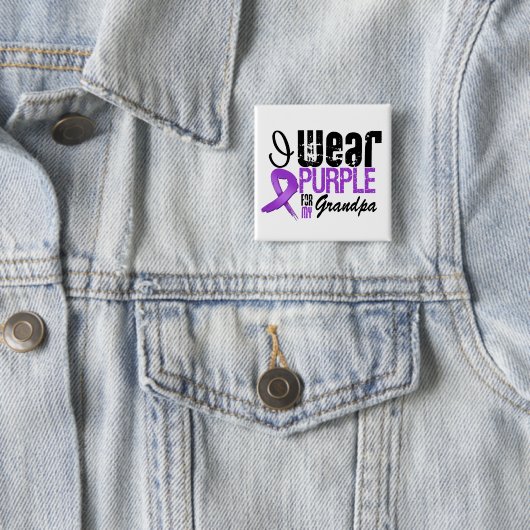 Bauchspeicheldrüsenkrebs Ich trage Lila Ribbon GRA Button (Beispiel)