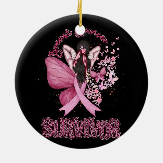 Bauchspeicheldrüsenüberlebung Bewusstsein rosa Sch Keramik Ornament (Hinten)