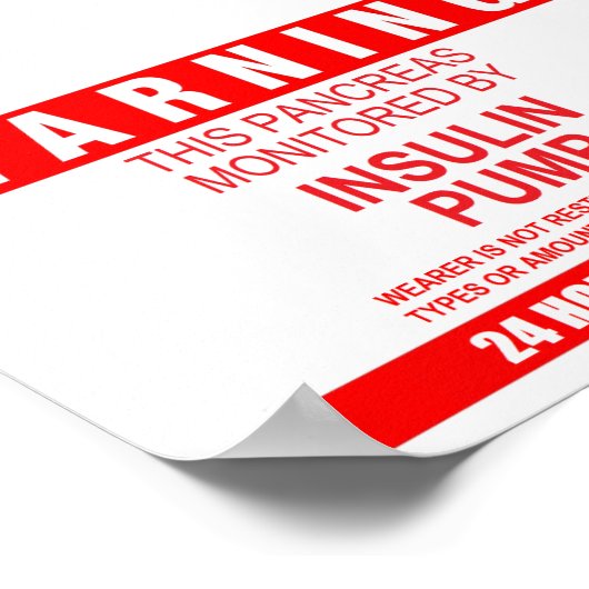 Bauchspeicheldrüsenwarnung Poster (Ecke)