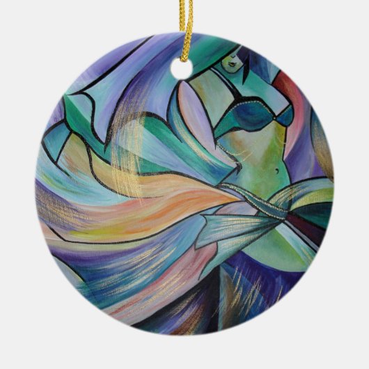 Bauchtänzer aus dem Nahen Osten mit Pastelschleier Keramikornament (Vorne)